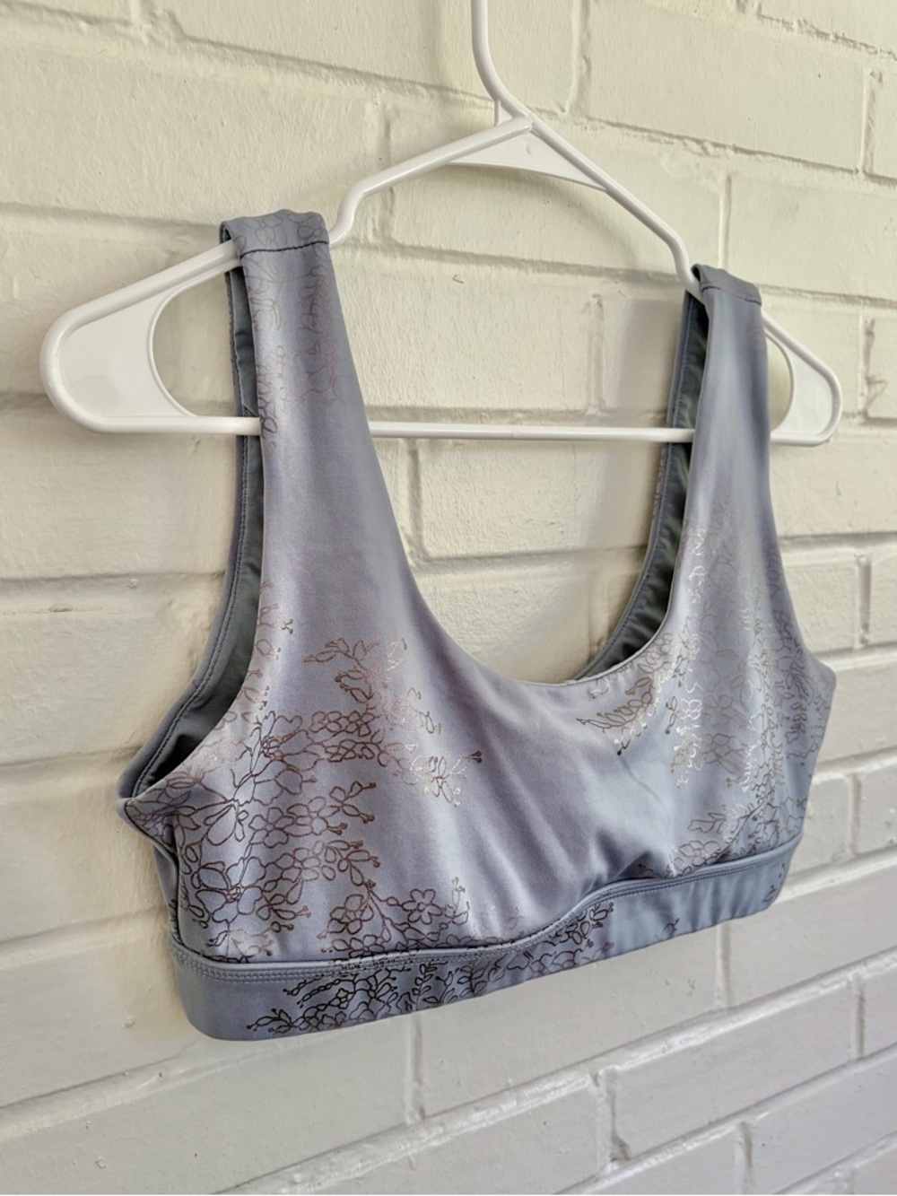 Glyder Splendid Yoga French Blue Silver Lace Floral Bra (M) & Leggings (S) SET - Picture 5 of 12
